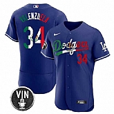 Men's Los Angeles Dodgers #34 Fernando Valenzuela Royal Mexico Special Vin Scully Patch Flex Base Stitched Jersey Dzhi,baseball caps,new era cap wholesale,wholesale hats